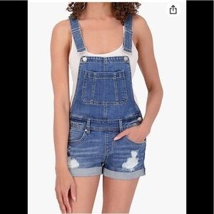 Dollhouse Distressed Denim Shortalls/Over alls Driftwood Blue Juniors Size 3
